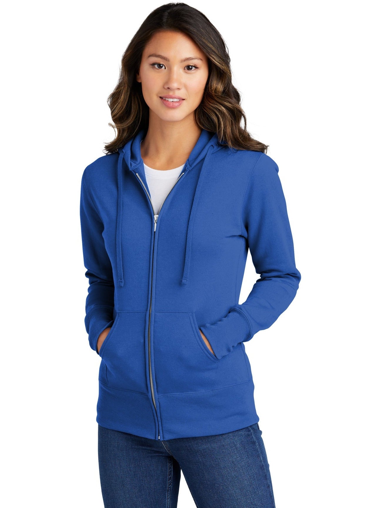 no-logo Port & Company Ladies Core Fleece Full-Zip Hooded Sweatshirt-Regular-Port & Company-Thread Logic