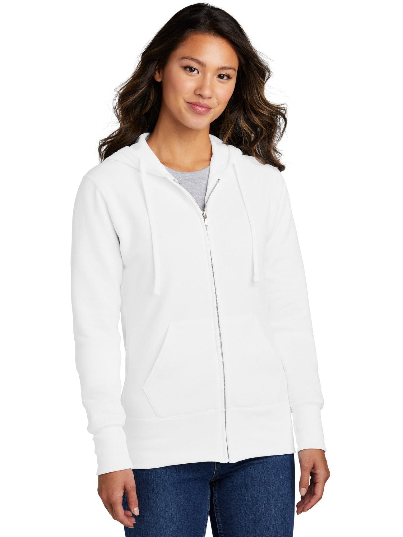 no-logo Port & Company Ladies Core Fleece Full-Zip Hooded Sweatshirt-Regular-Port & Company-Thread Logic