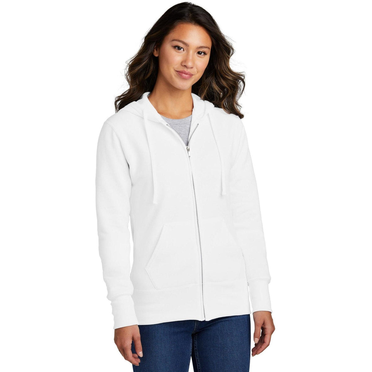 no-logo Port & Company Ladies Core Fleece Full-Zip Hooded Sweatshirt-Regular-Port & Company-Thread Logic