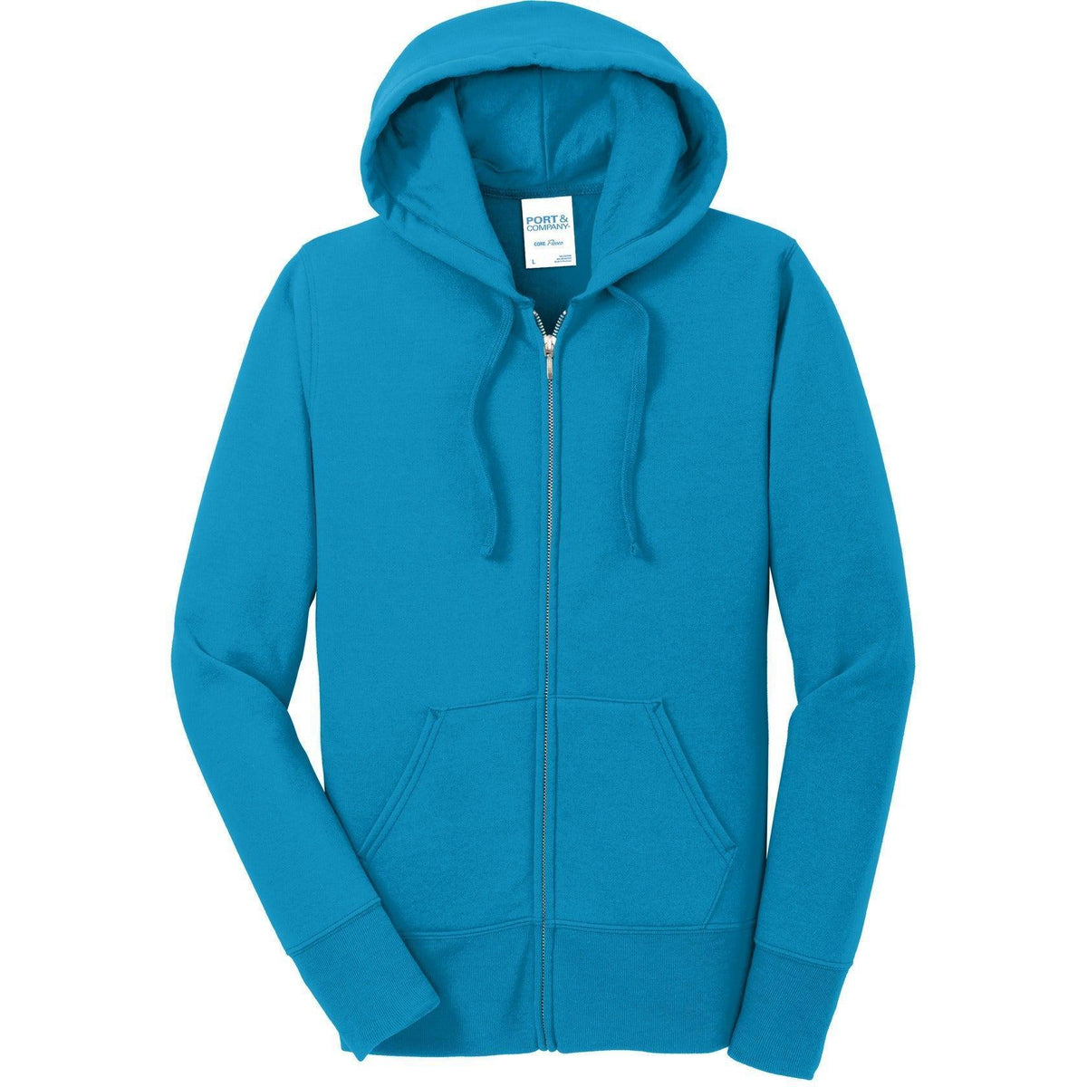 no-logo Port & Company Ladies Core Fleece Full-Zip Hooded Sweatshirt