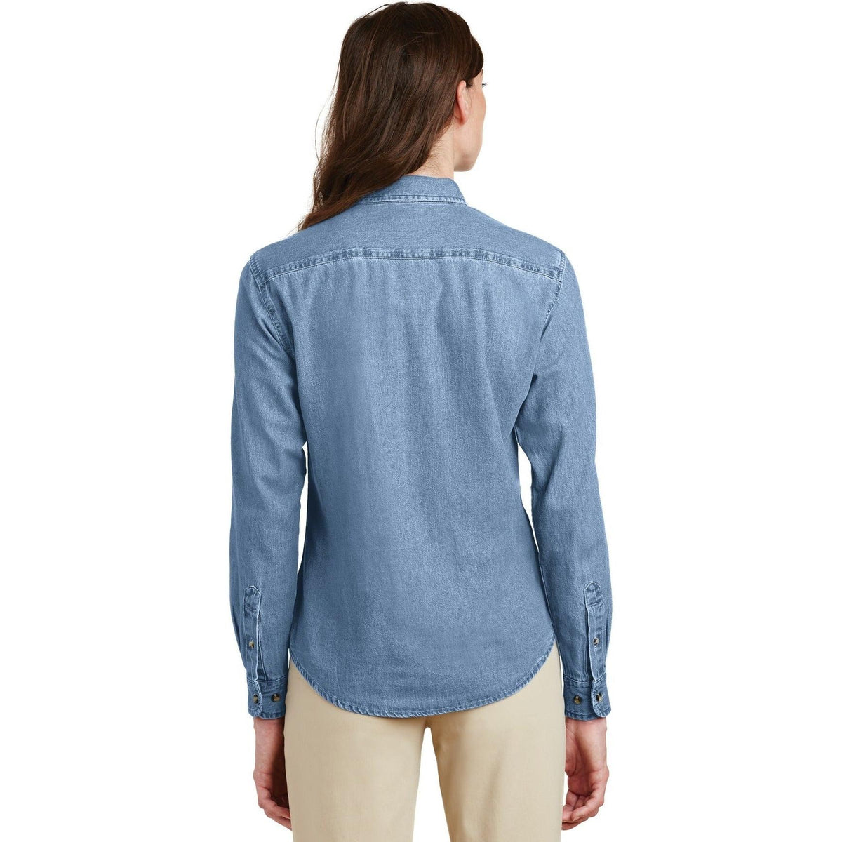 no-logo Port & Company Women's Denim Shirt-Dress Shirts-Port & Company-Thread Logic