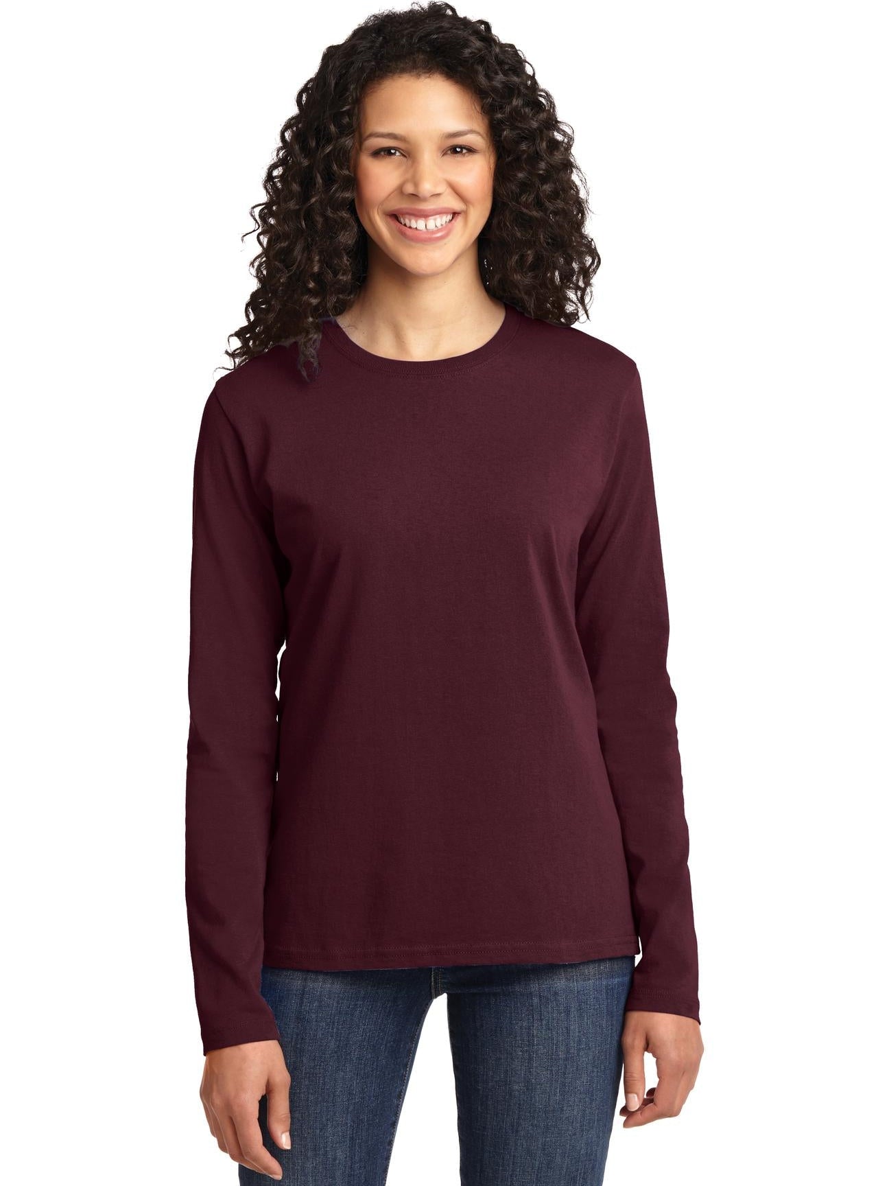 no-logo Port & Company Ladies Long Sleeve Cotton T-Shirt-Regular-Port & Company-Thread Logic