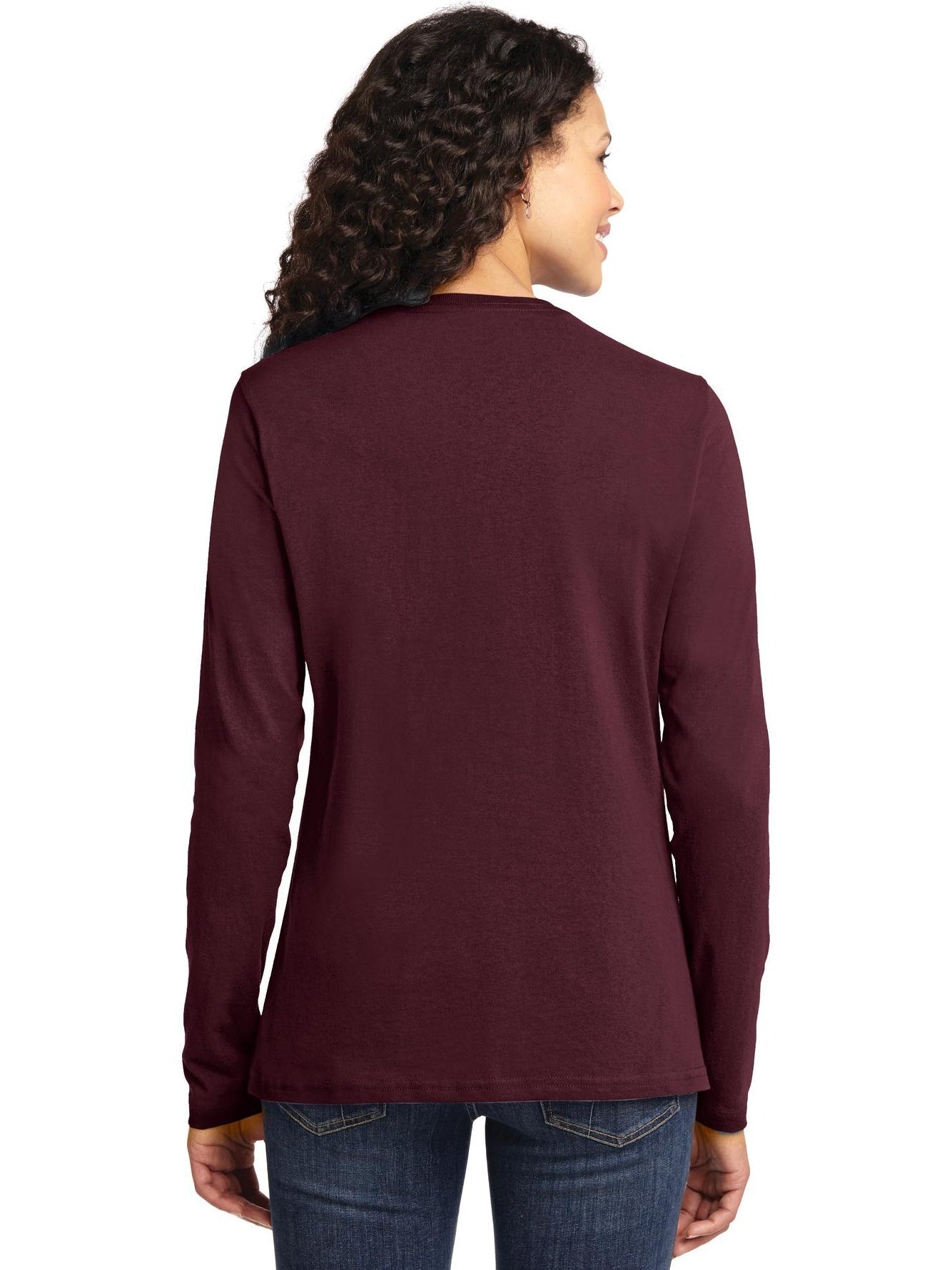 no-logo Port & Company Ladies Long Sleeve Cotton T-Shirt-Regular-Port & Company-Thread Logic