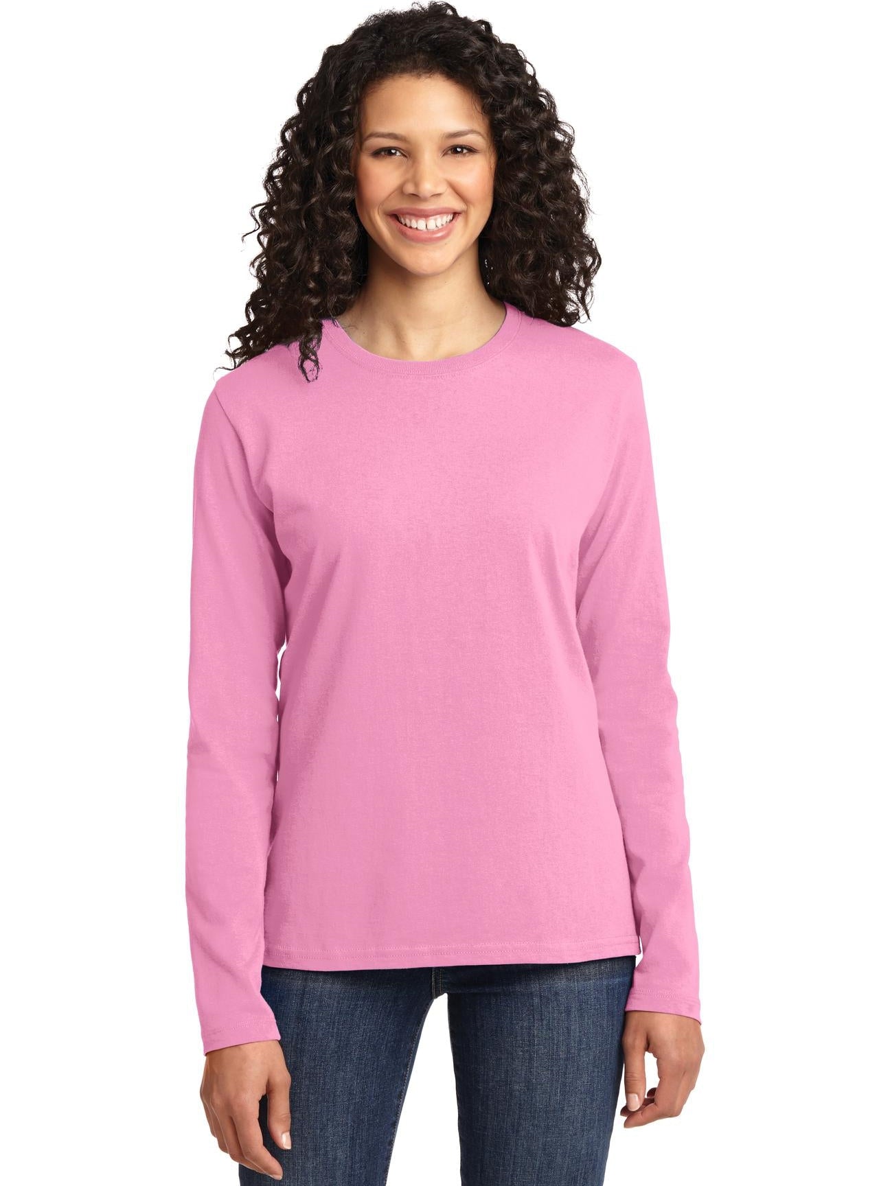 no-logo Port & Company Ladies Long Sleeve Cotton T-Shirt-Regular-Port & Company-Thread Logic