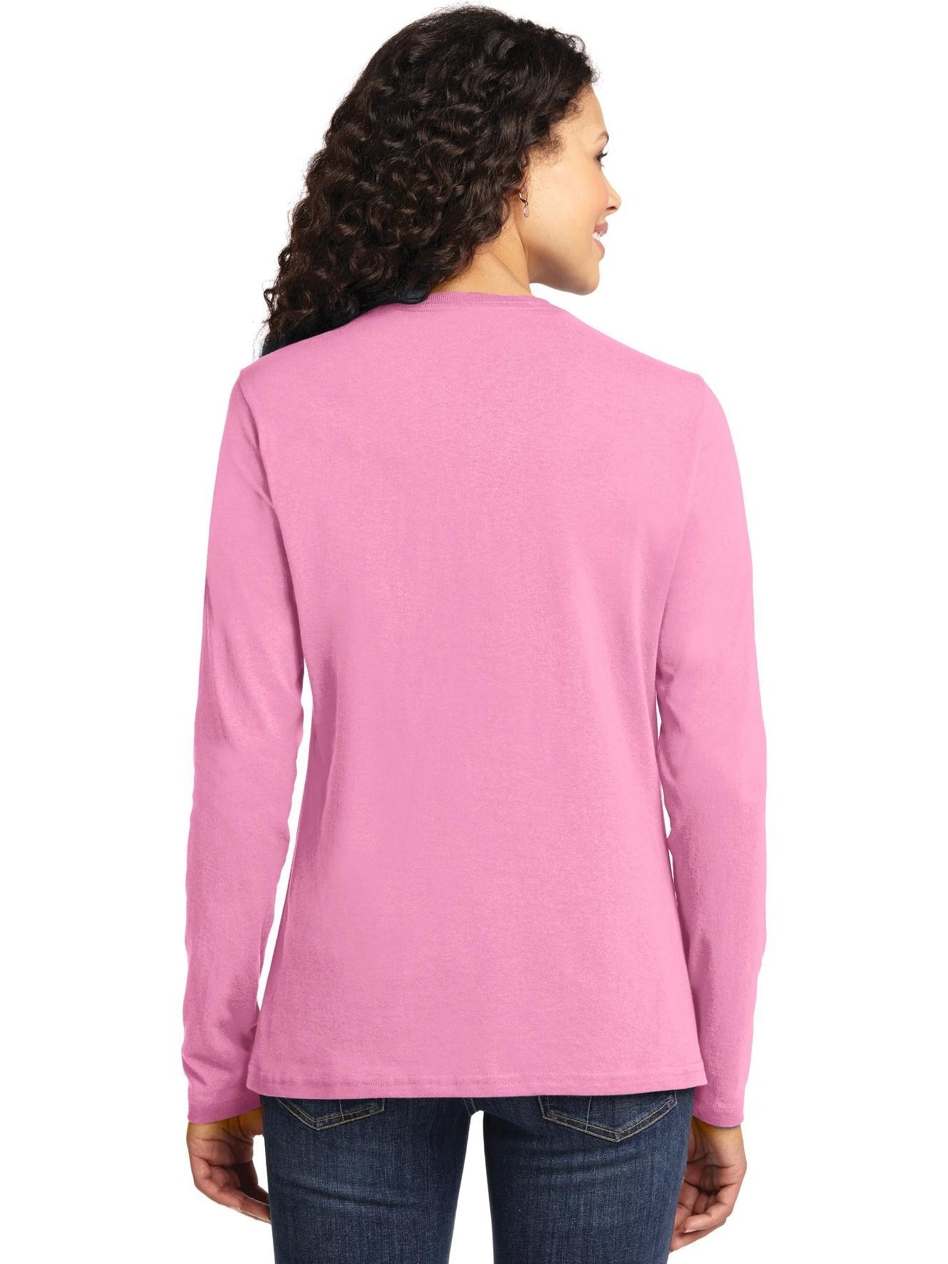 no-logo Port & Company Ladies Long Sleeve Cotton T-Shirt-Regular-Port & Company-Thread Logic