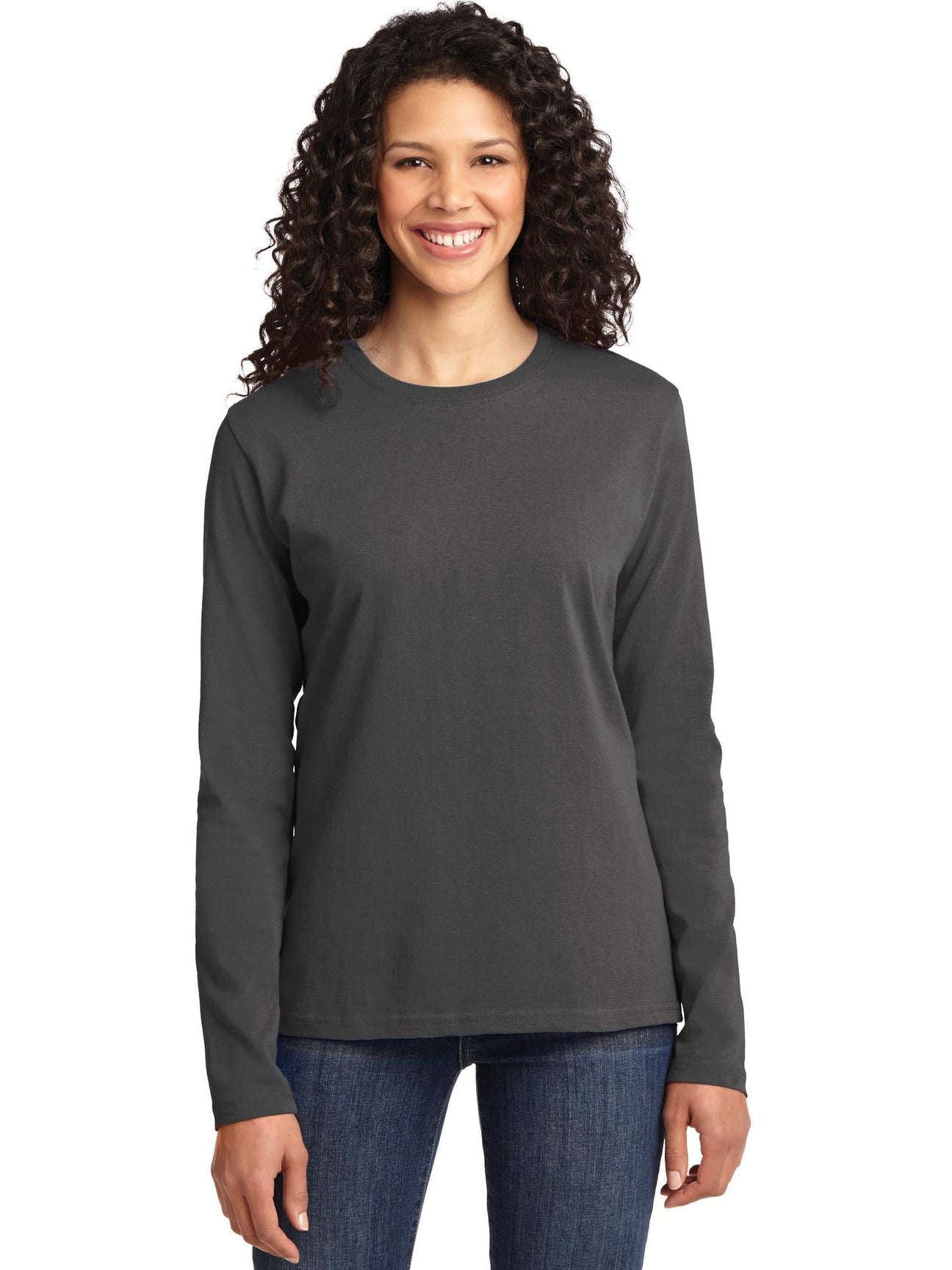 no-logo Port & Company Ladies Long Sleeve Cotton T-Shirt-Regular-Port & Company-Thread Logic