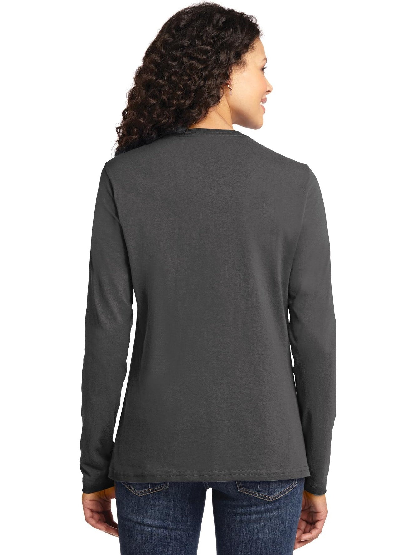 no-logo Port & Company Ladies Long Sleeve Cotton T-Shirt-Regular-Port & Company-Thread Logic