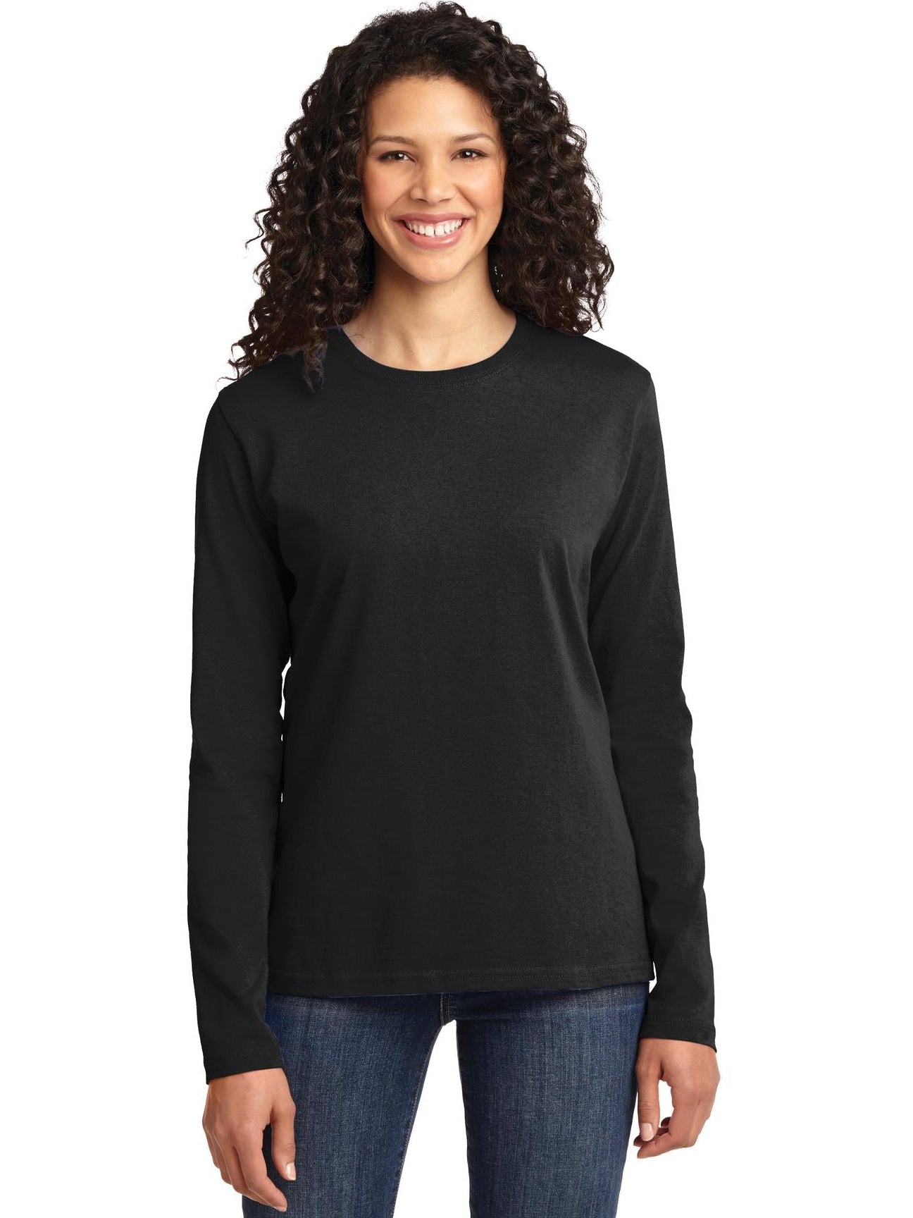 no-logo Port & Company Ladies Long Sleeve Cotton T-Shirt-Regular-Port & Company-Thread Logic
