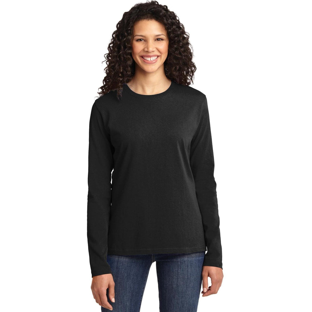 no-logo Port & Company Women's Long Sleeve Cotton T-Shirt-Regular-Port & Company-Thread Logic