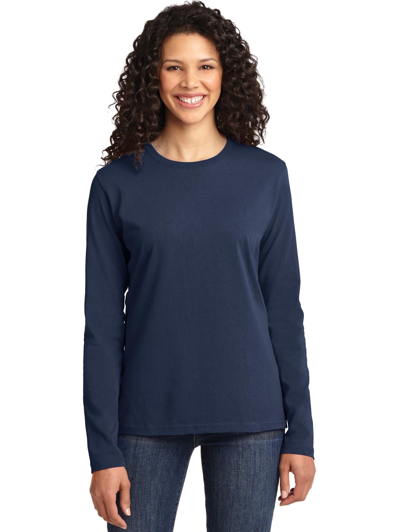no-logo Port & Company Ladies Long Sleeve Cotton T-Shirt-Regular-Port & Company-Thread Logic
