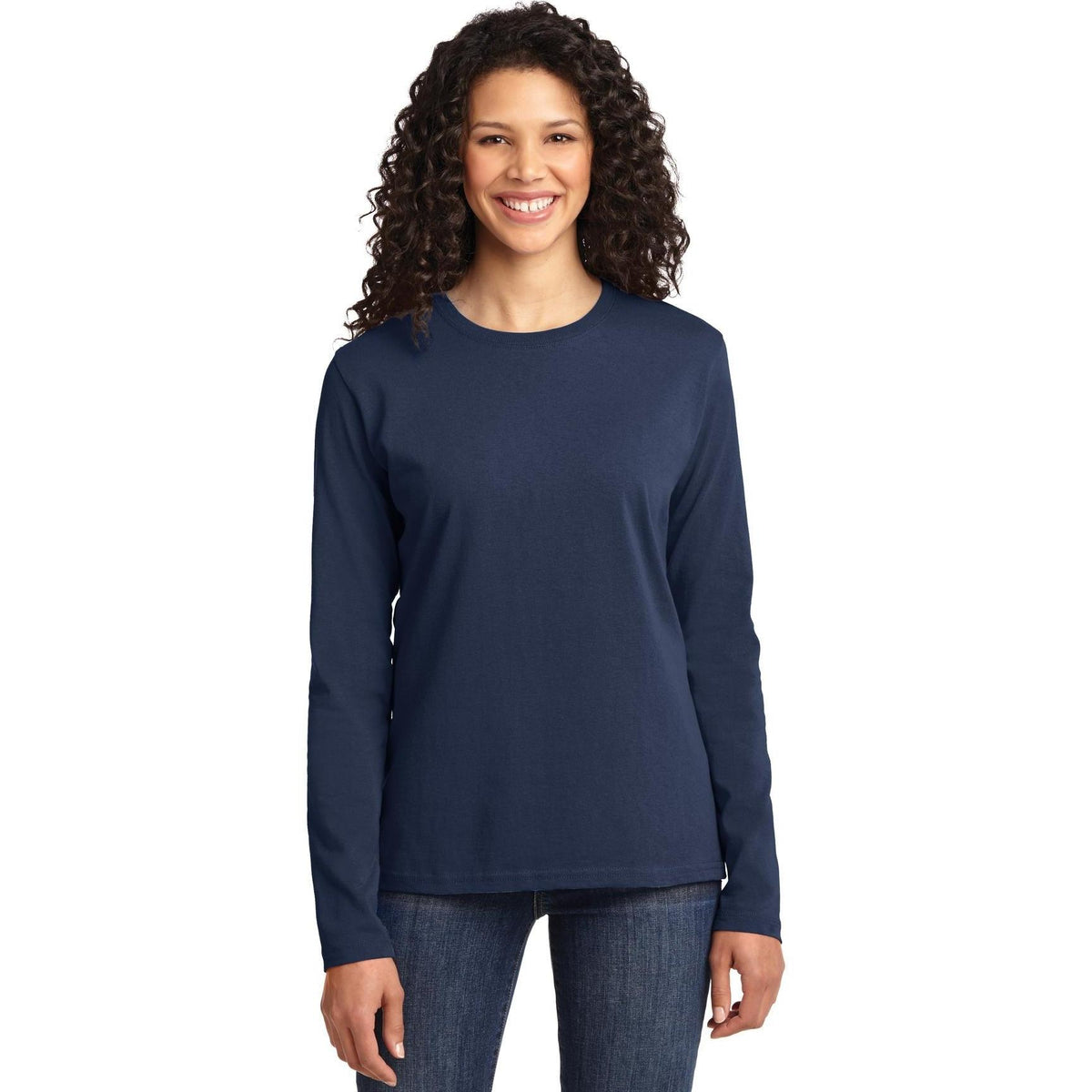 no-logo Port & Company Women's Long Sleeve Cotton T-Shirt-Regular-Port & Company-Thread Logic