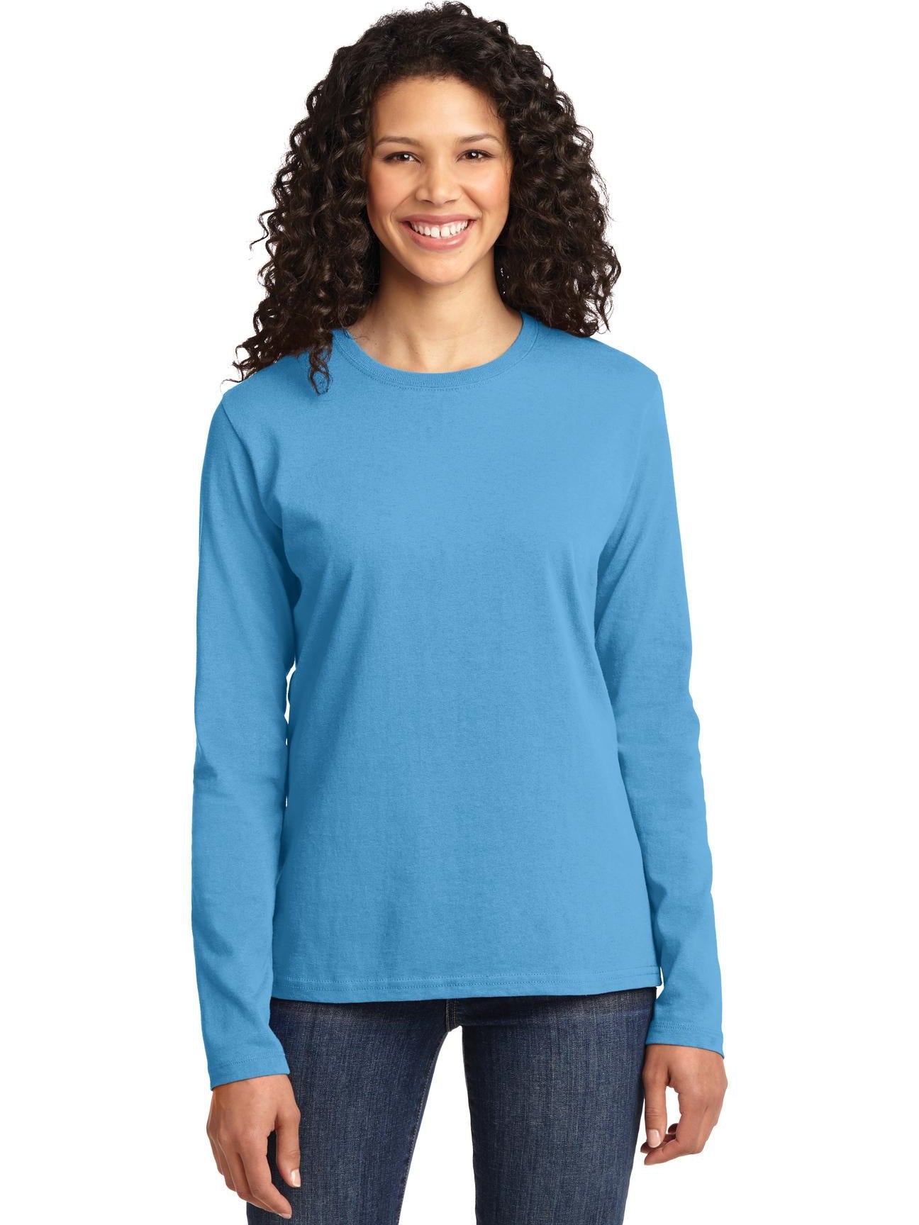 no-logo Port & Company Ladies Long Sleeve Cotton T-Shirt-Regular-Port & Company-Thread Logic