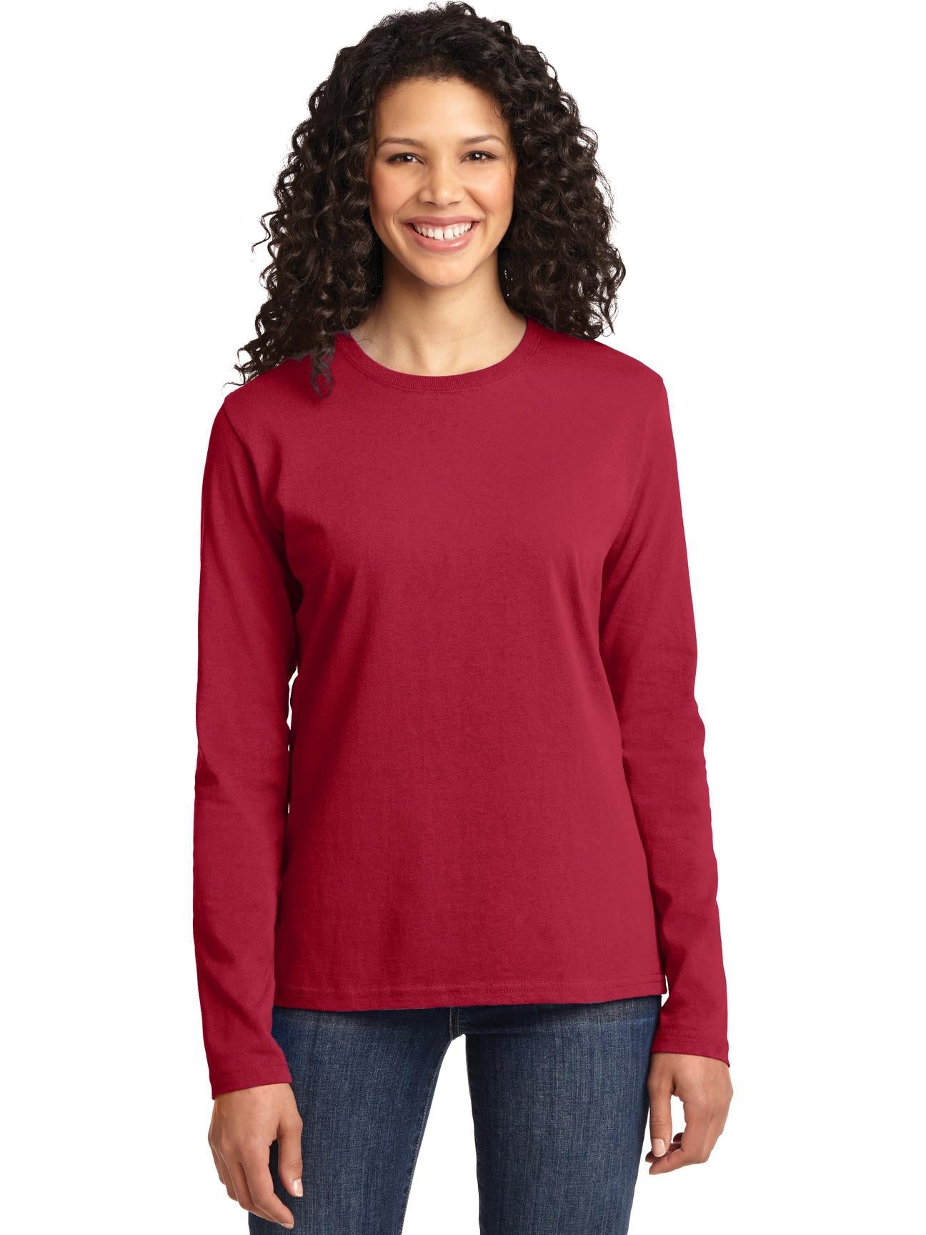 no-logo Port & Company Ladies Long Sleeve Cotton T-Shirt-Regular-Port & Company-Thread Logic