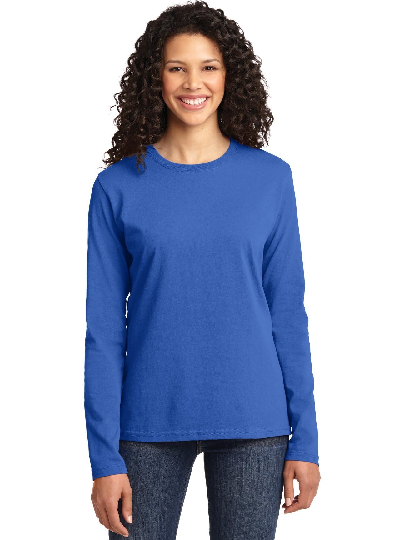 no-logo Port & Company Ladies Long Sleeve Cotton T-Shirt-Regular-Port & Company-Thread Logic