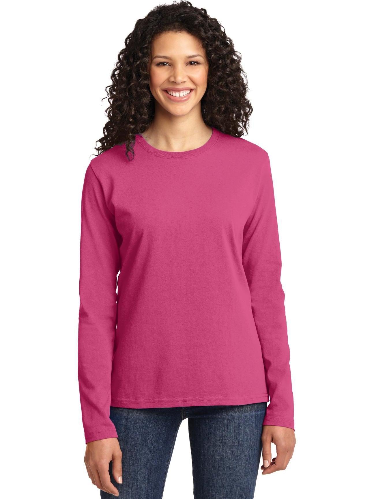 no-logo Port & Company Ladies Long Sleeve Cotton T-Shirt-Regular-Port & Company-Thread Logic