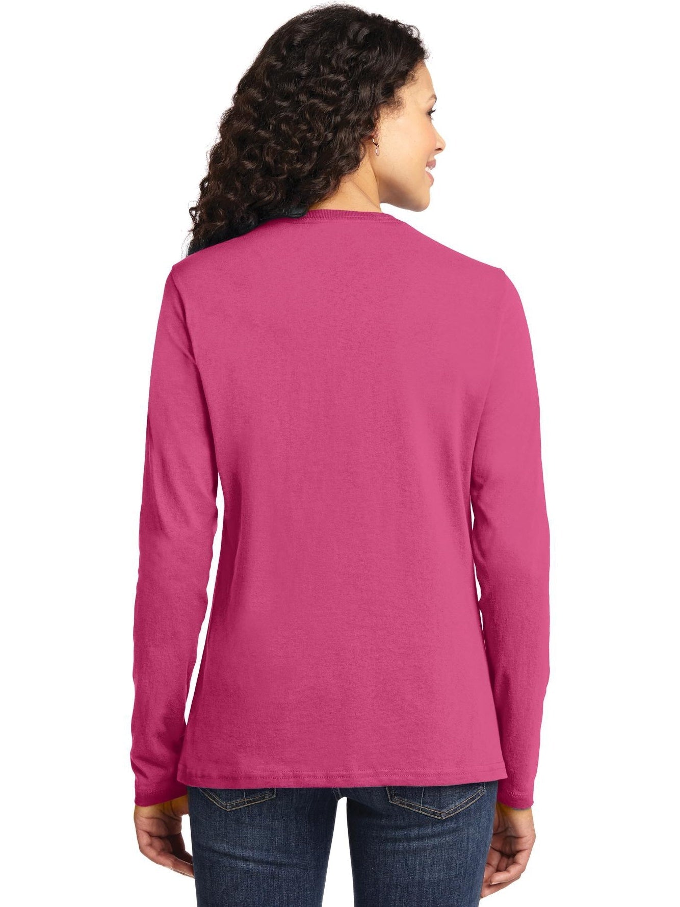 no-logo Port & Company Ladies Long Sleeve Cotton T-Shirt-Regular-Port & Company-Thread Logic