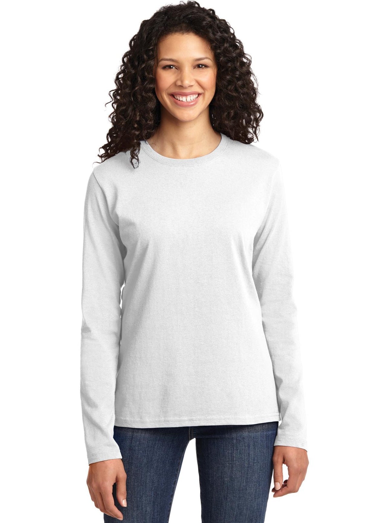 no-logo Port & Company Ladies Long Sleeve Cotton T-Shirt-Regular-Port & Company-Thread Logic