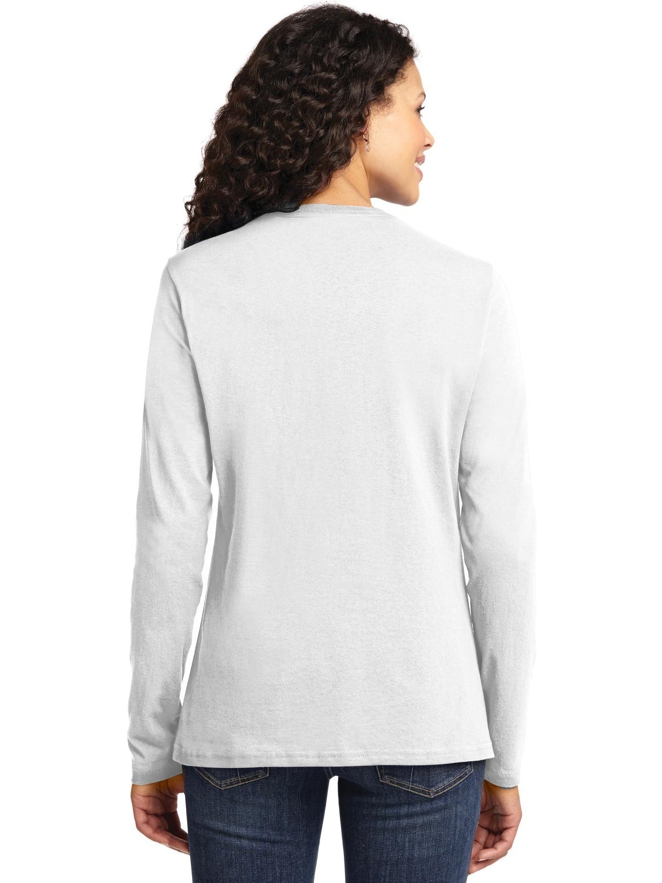 no-logo Port & Company Ladies Long Sleeve Cotton T-Shirt-Regular-Port & Company-Thread Logic