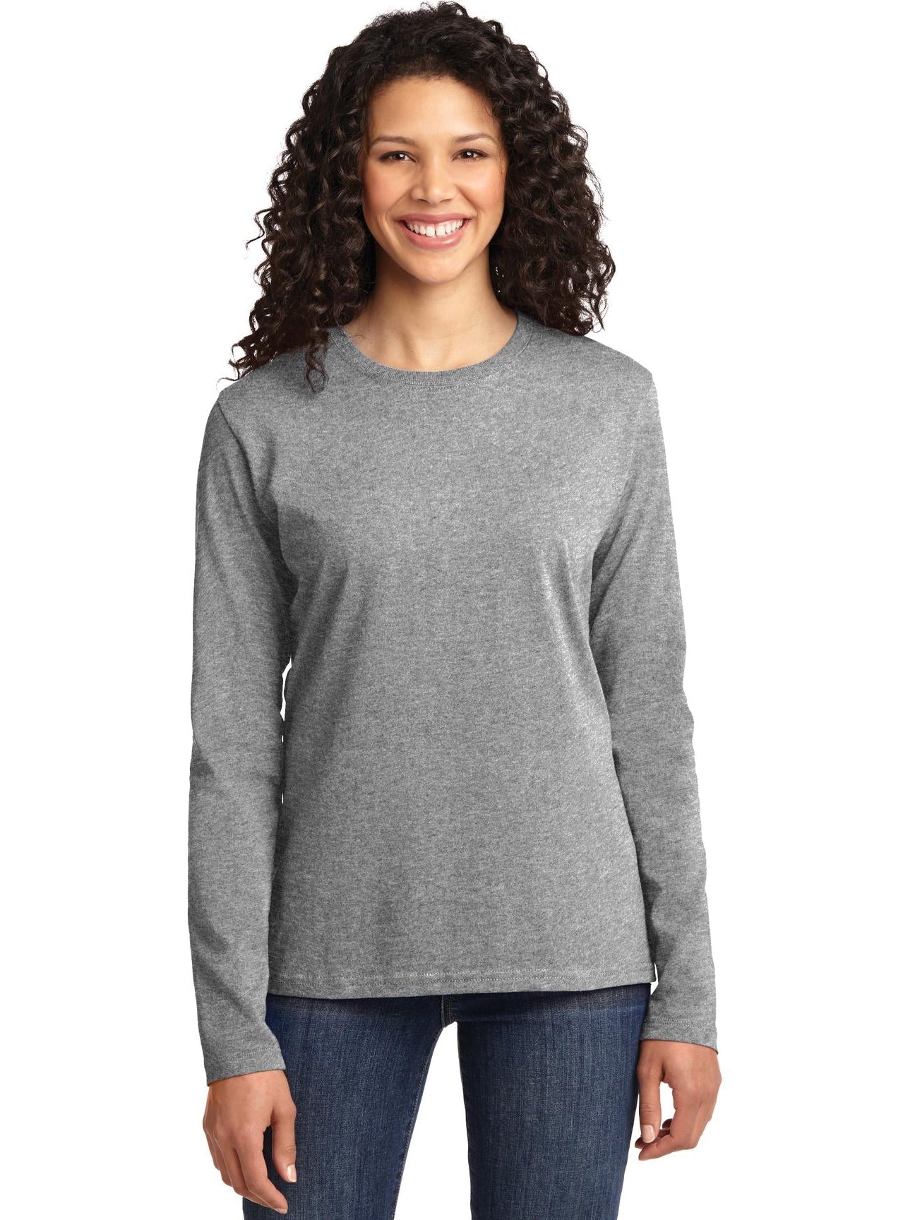 no-logo Port & Company Ladies Long Sleeve Cotton T-Shirt-Regular-Port & Company-Thread Logic