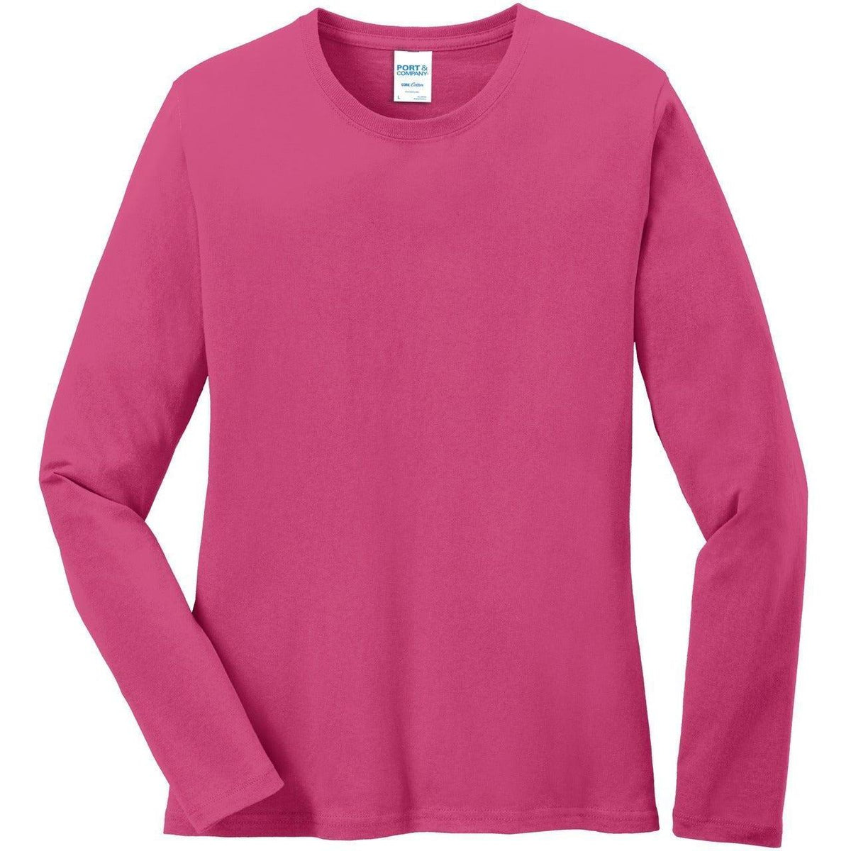 no-logo Port & Company Women's Long Sleeve Cotton T-Shirt-Regular-Port & Company-Sangria-XS-Thread Logic