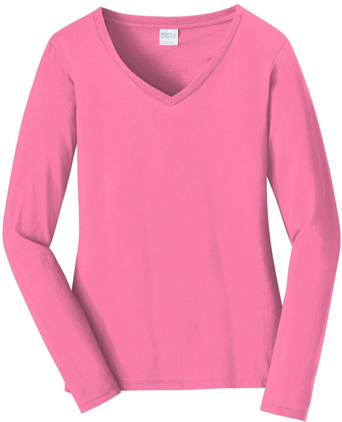 Port & Company Ladies Long Sleeve Fan Favorite V-Neck Tee