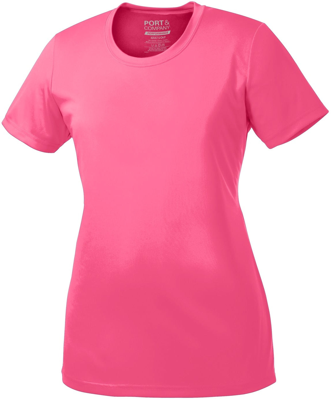 no-logo Port & Company Ladies Performance Tee-Regular-Port & Company-Neon Pink-S-Thread Logic