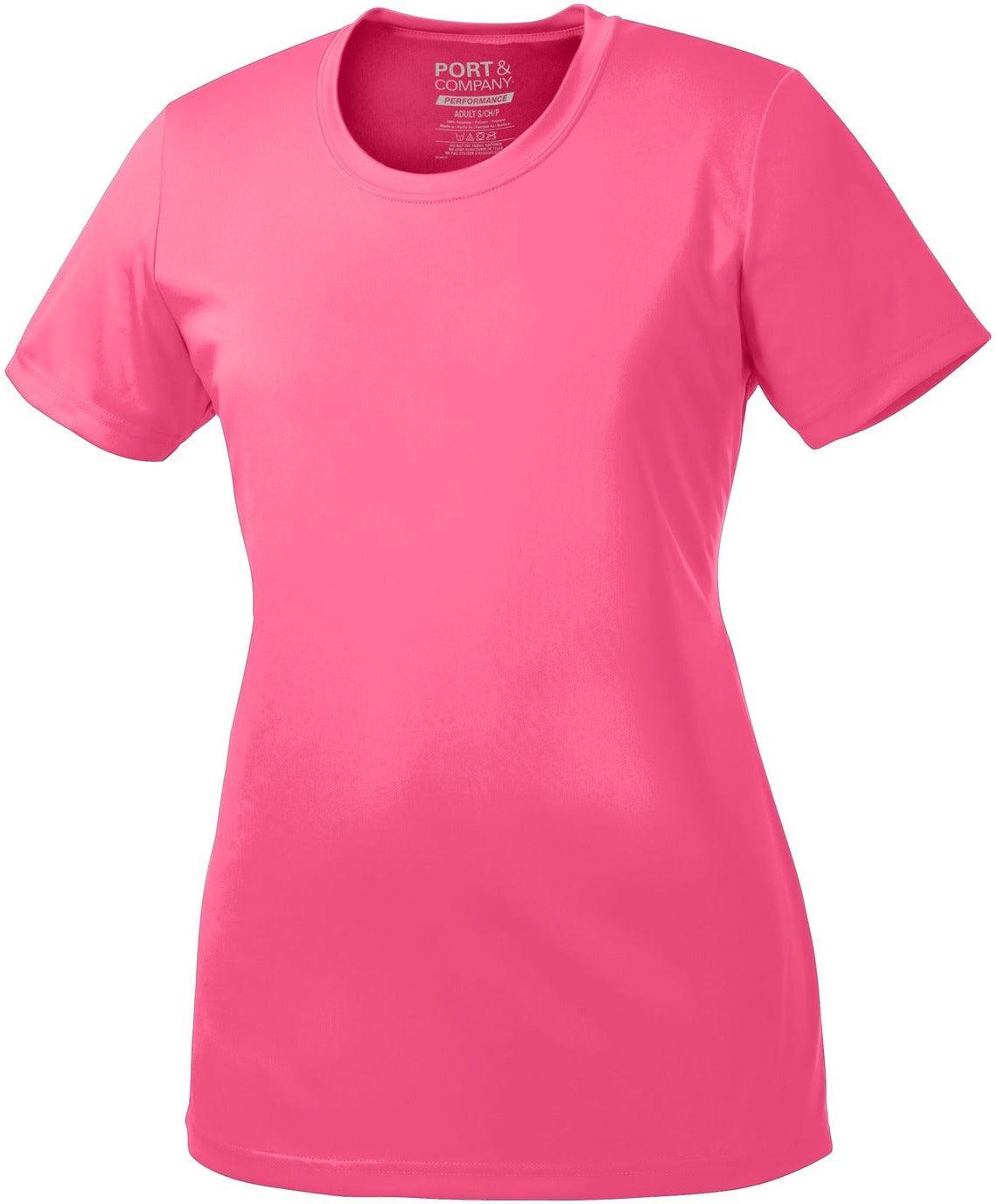 no-logo Port & Company Ladies Performance Tee-Regular-Port & Company-Neon Pink-S-Thread Logic