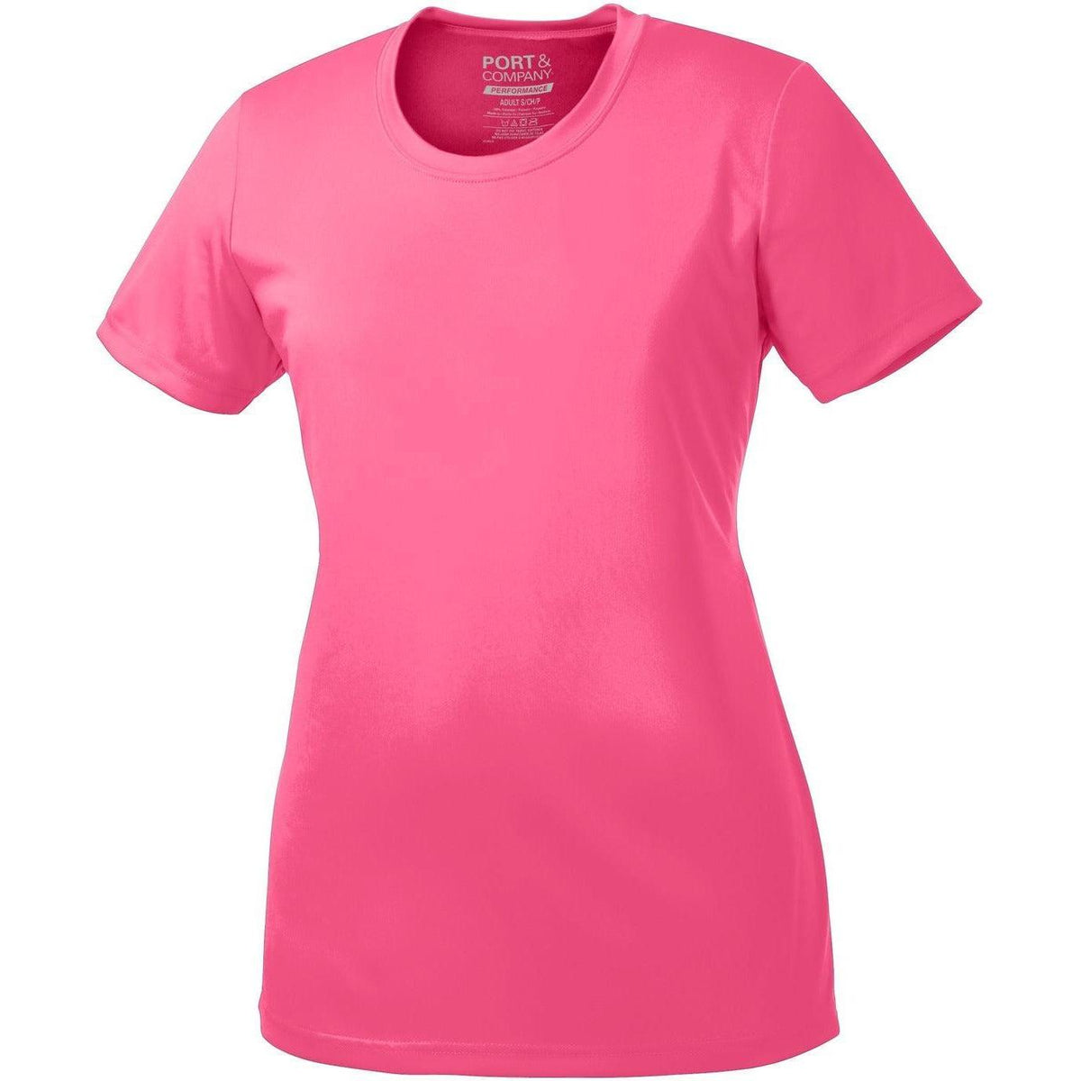 no-logo Port & Company Ladies Performance Tee-Regular-Port & Company-Neon Pink-S-Thread Logic