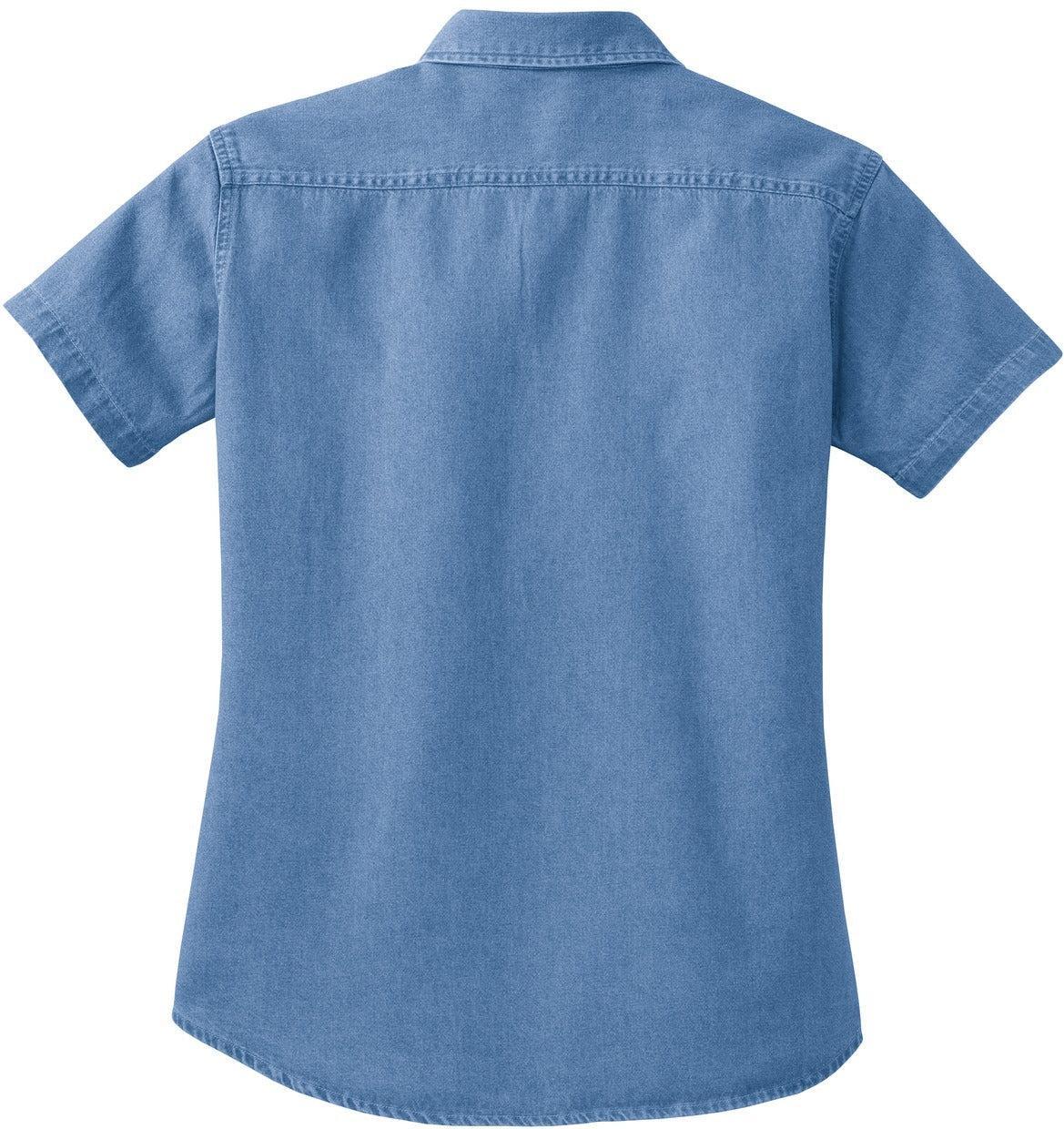 no-logo Port & Company Ladies Short Sleeve Value Denim Shirt-Regular-Port & Company-Thread Logic