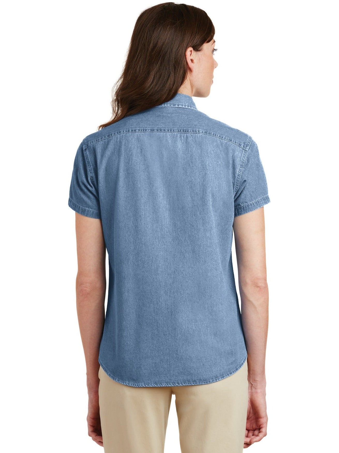 no-logo Port & Company Ladies Short Sleeve Value Denim Shirt-Regular-Port & Company-Thread Logic