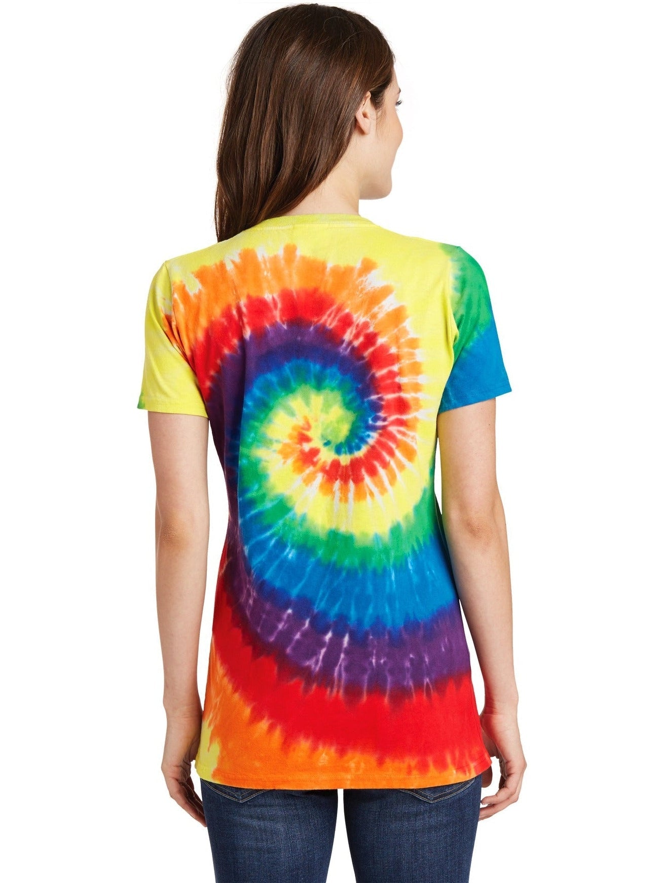 no-logo Port & Company Ladies Tie-Dye V-Neck Tee-Regular-Port & Company-Thread Logic