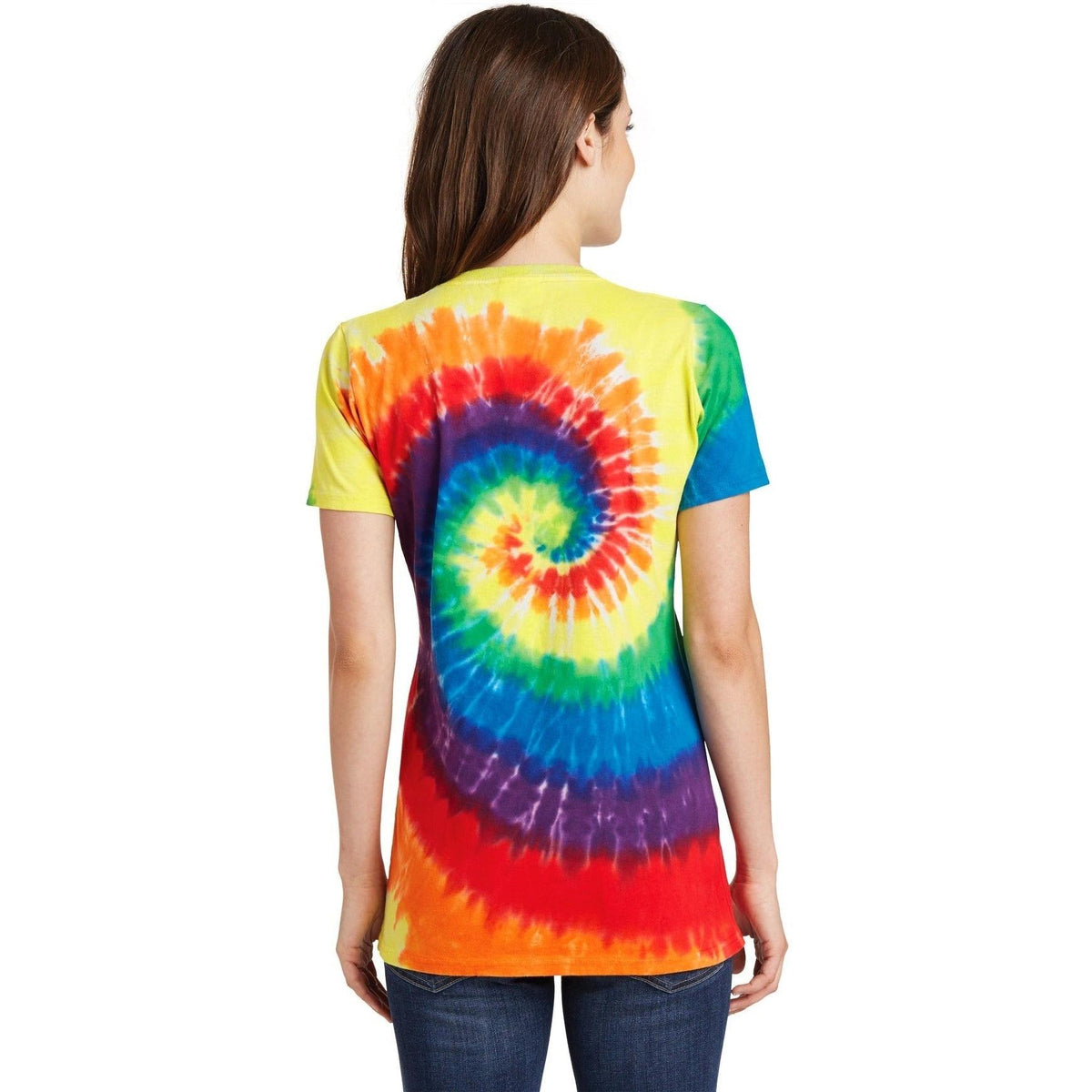 no-logo Port & Company Women's Tie-Dye V-Neck Tee-Polos-Port & Company-Thread Logic