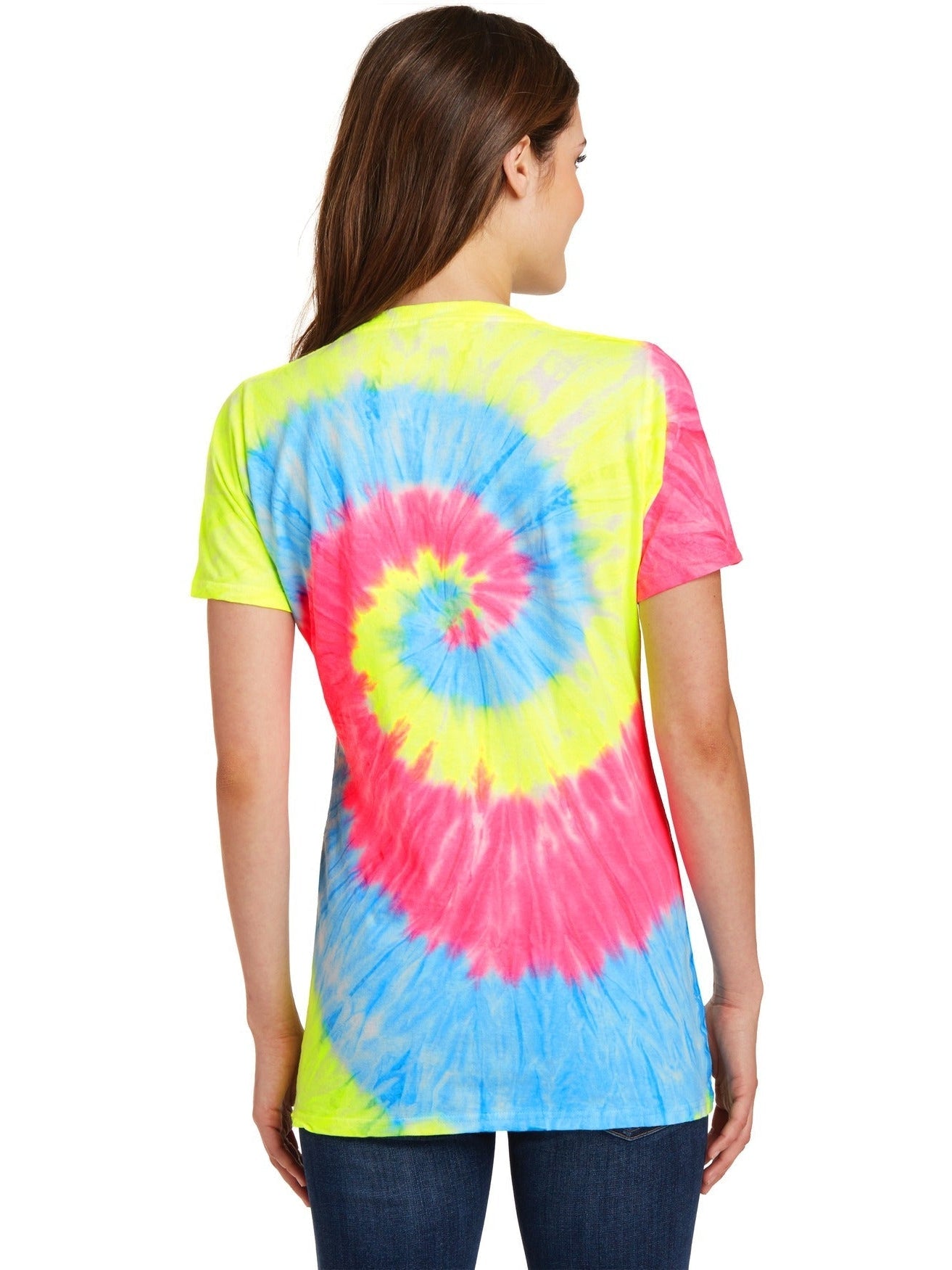 no-logo Port & Company Ladies Tie-Dye V-Neck Tee-Regular-Port & Company-Thread Logic
