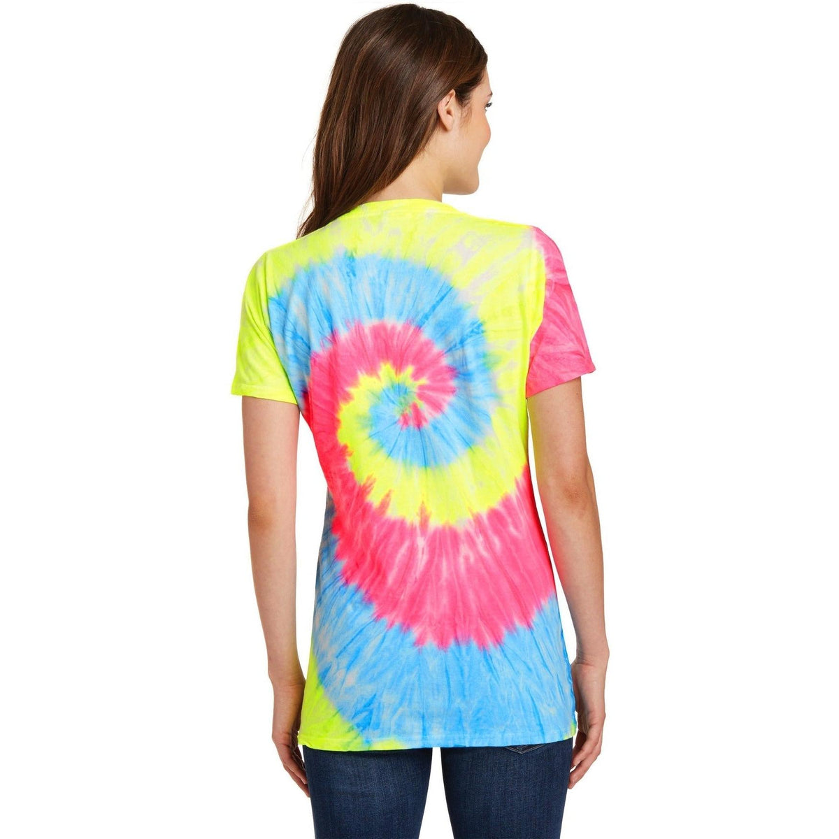 no-logo Port & Company Women's Tie-Dye V-Neck Tee-Polos-Port & Company-Thread Logic