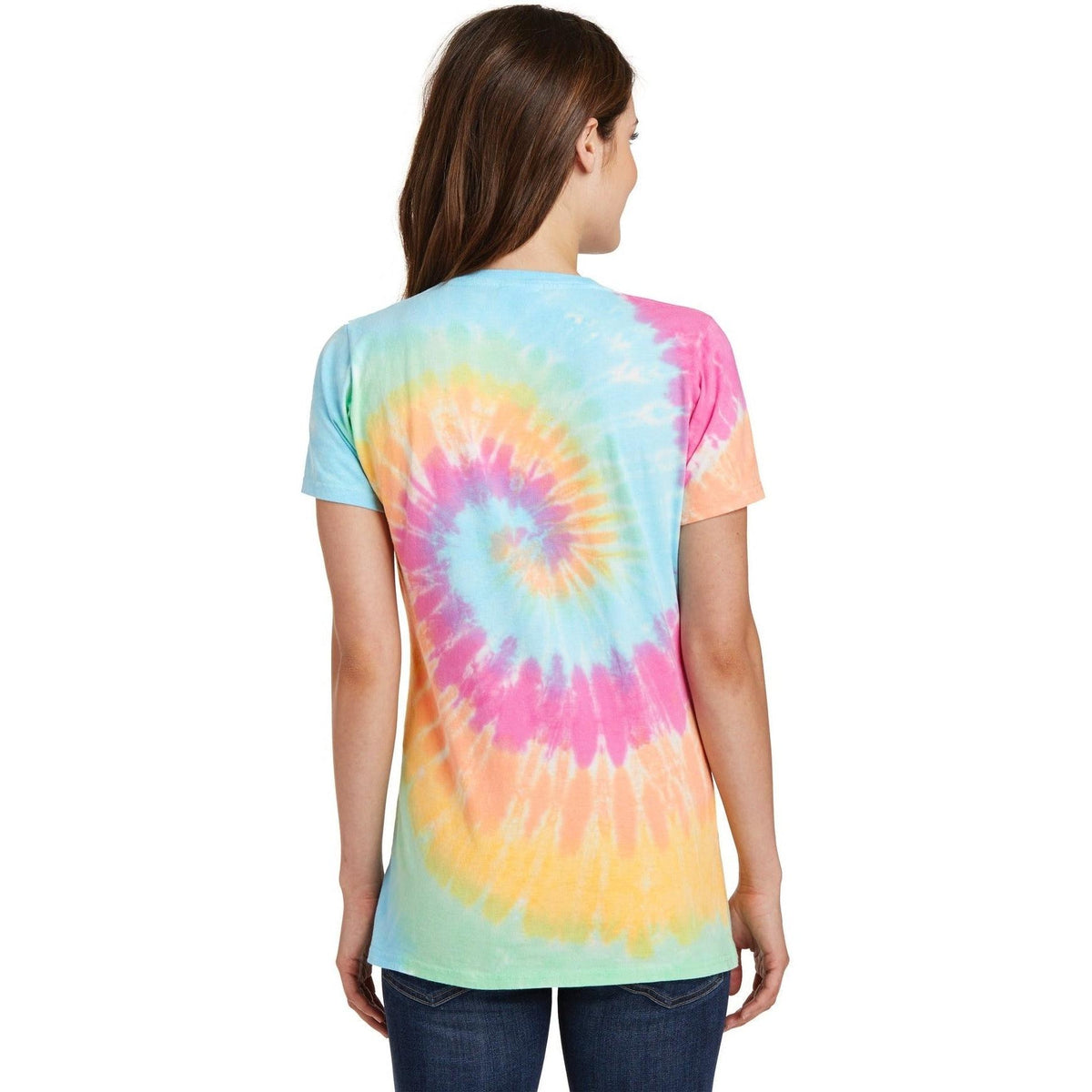no-logo Port & Company Women's Tie-Dye V-Neck Tee-Polos-Port & Company-Thread Logic
