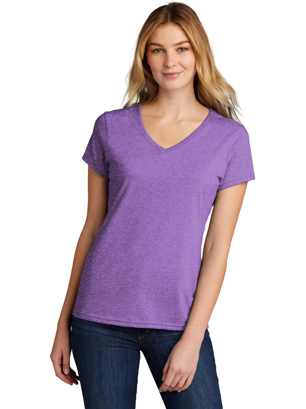 no-logo Port & Company Ladies Tri-Blend V-Neck Tee-Regular-Port & Company-Thread Logic