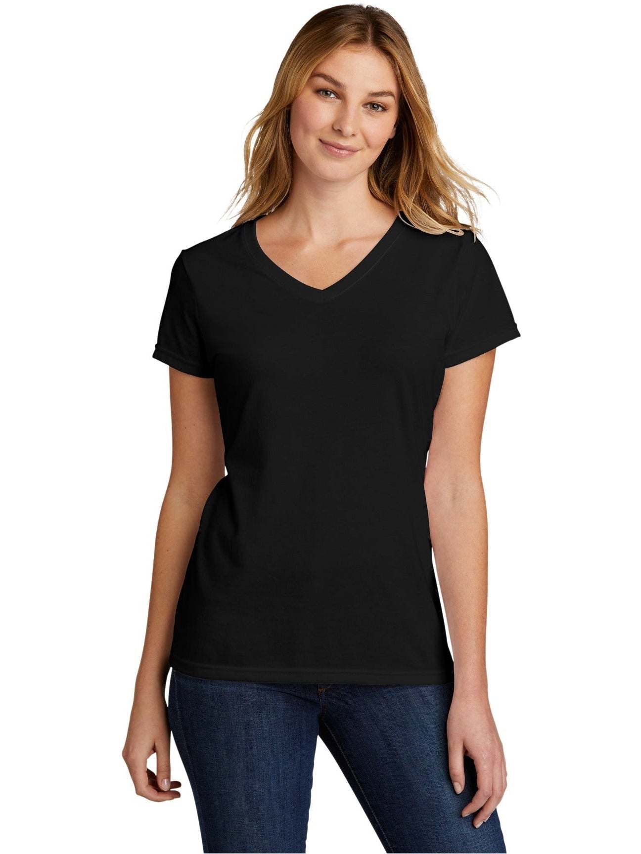 no-logo Port & Company Ladies Tri-Blend V-Neck Tee-Regular-Port & Company-Thread Logic