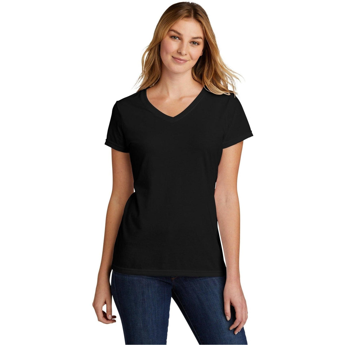 no-logo Port & Company Ladies Tri-Blend V-Neck Tee-Regular-Port & Company-Thread Logic