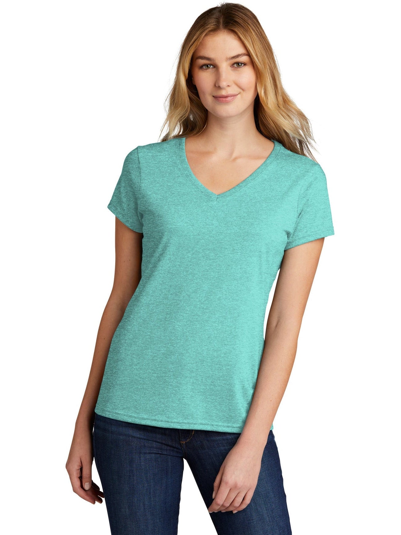 no-logo Port & Company Ladies Tri-Blend V-Neck Tee-Regular-Port & Company-Thread Logic