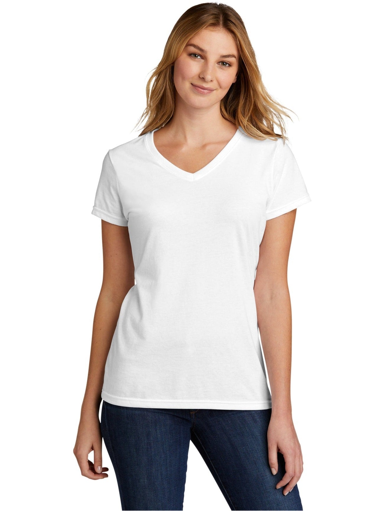 no-logo Port & Company Ladies Tri-Blend V-Neck Tee-Regular-Port & Company-Thread Logic