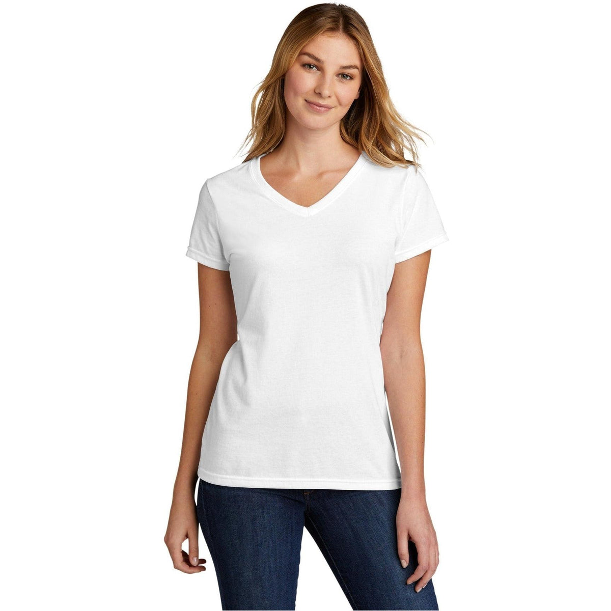 no-logo Port & Company Ladies Tri-Blend V-Neck Tee-Regular-Port & Company-Thread Logic