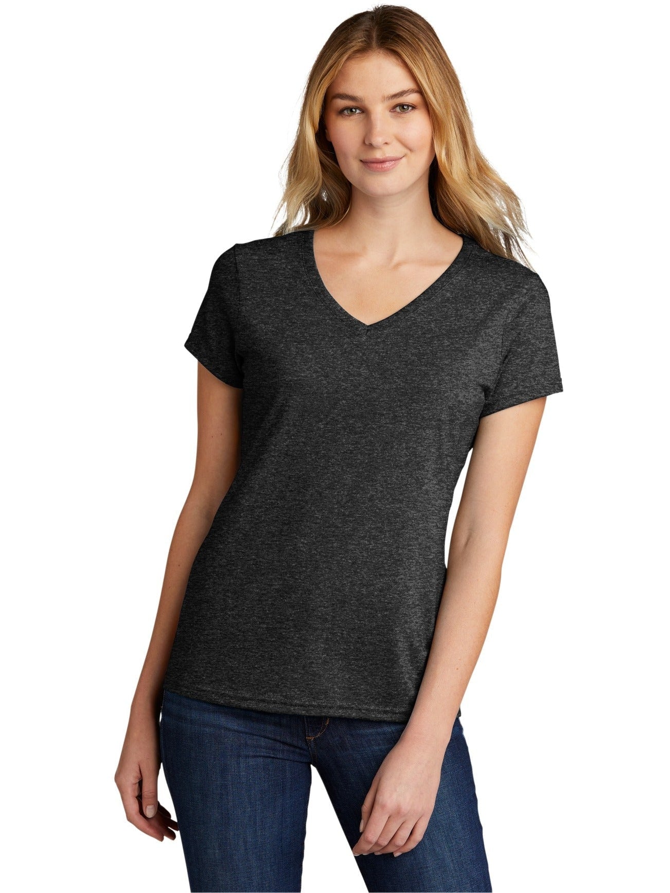 no-logo Port & Company Ladies Tri-Blend V-Neck Tee-Regular-Port & Company-Thread Logic