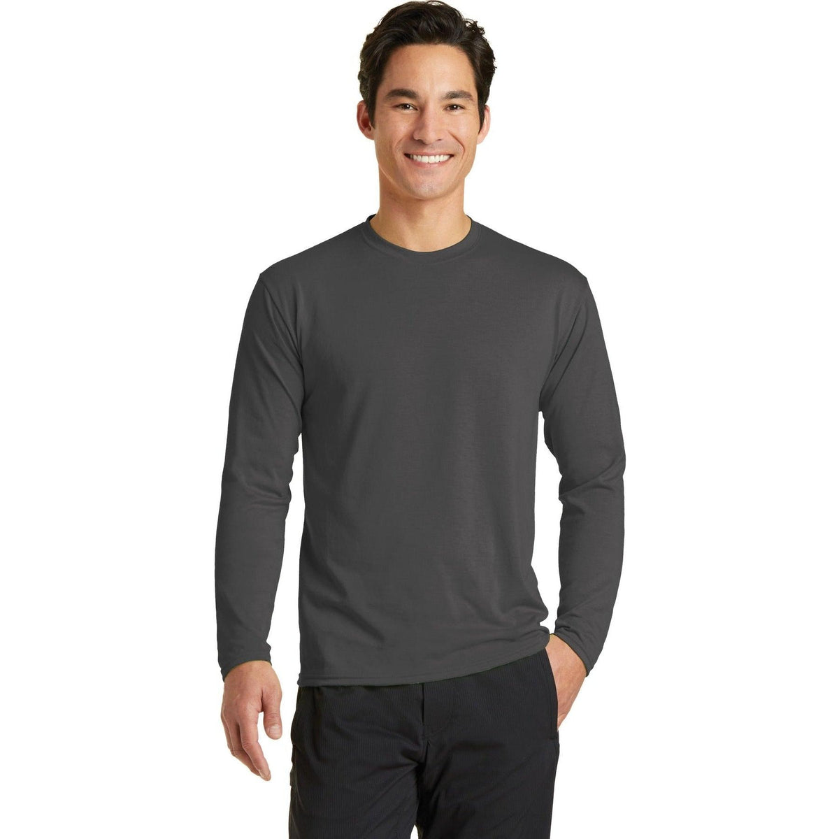 no-logo Port & Company Long Sleeve Performance Blend Tee-Regular-Port & Company-Thread Logic