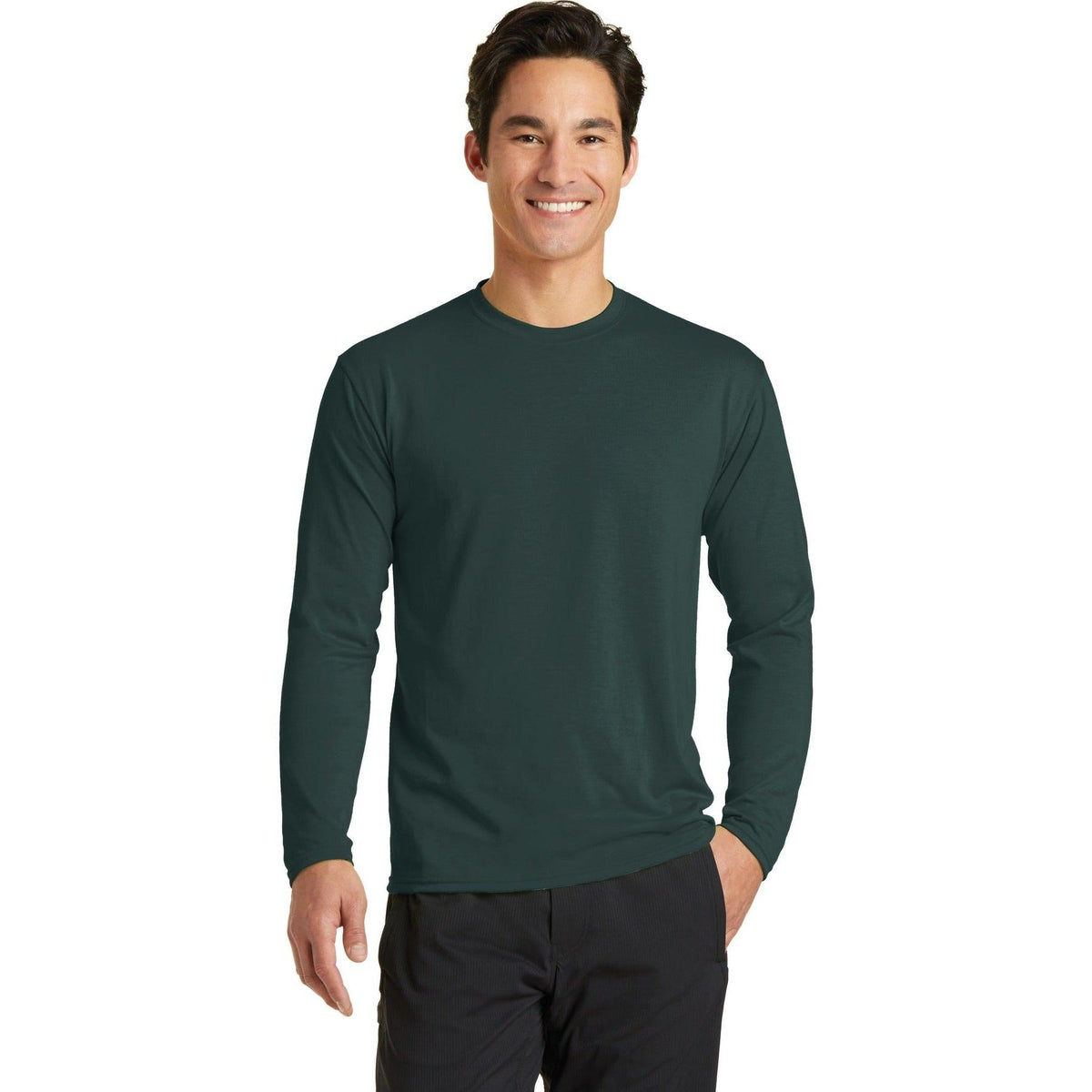 no-logo Port & Company Long Sleeve Performance Blend Tee-Regular-Port & Company-Thread Logic