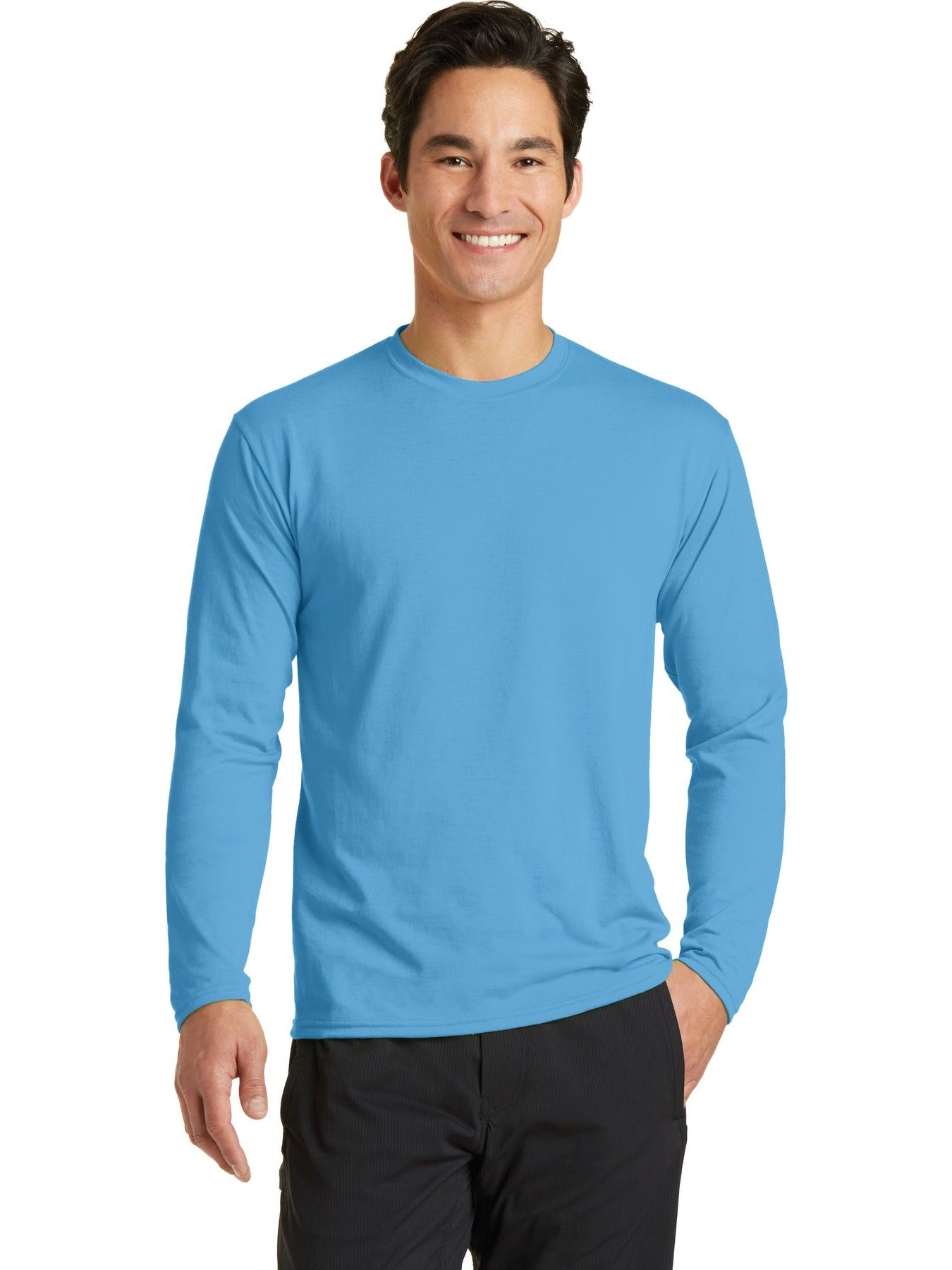 no-logo Port & Company Long Sleeve Performance Blend Tee-Regular-Port & Company-Thread Logic
