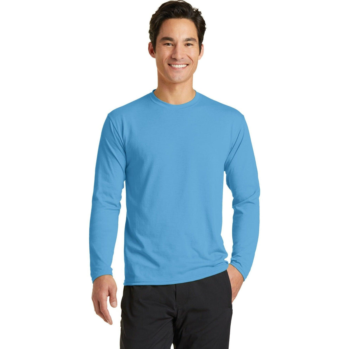 no-logo Port & Company Long Sleeve Performance Blend Tee-Regular-Port & Company-Thread Logic