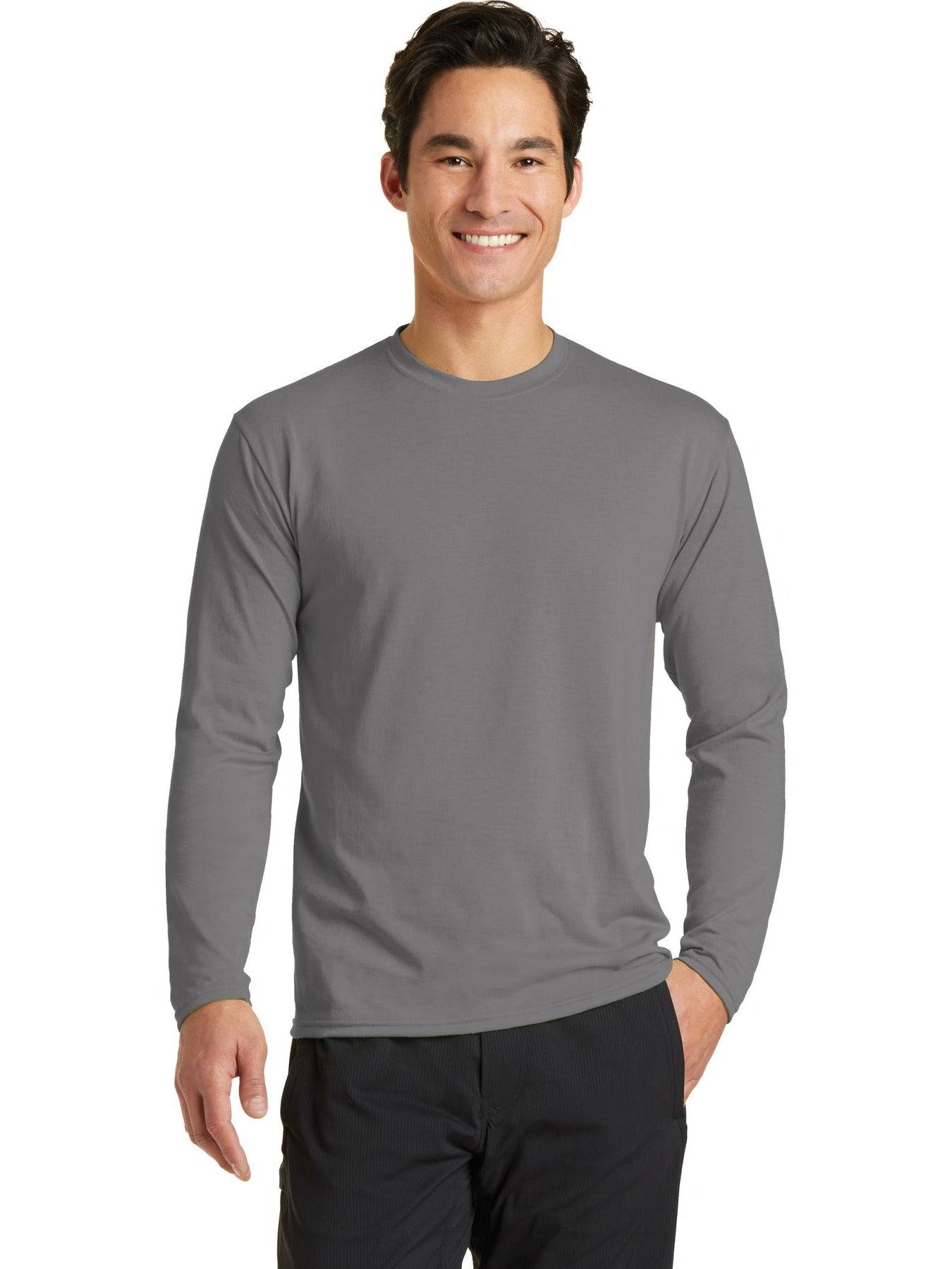 no-logo Port & Company Long Sleeve Performance Blend Tee-Regular-Port & Company-Thread Logic