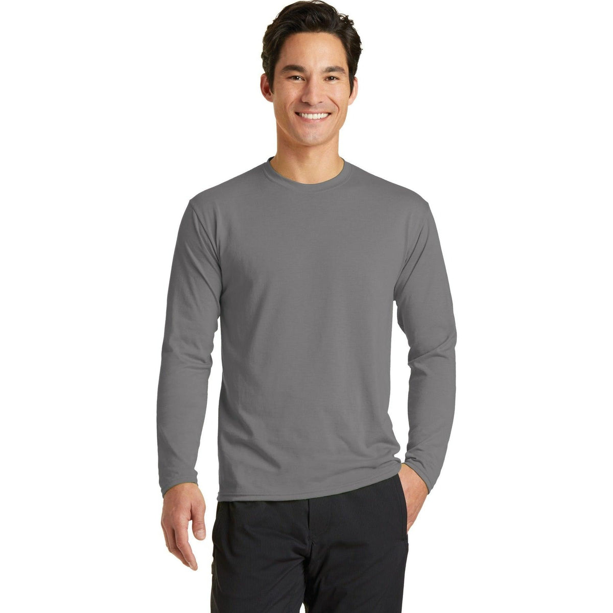 no-logo Port & Company Long Sleeve Performance Blend Tee-Regular-Port & Company-Thread Logic