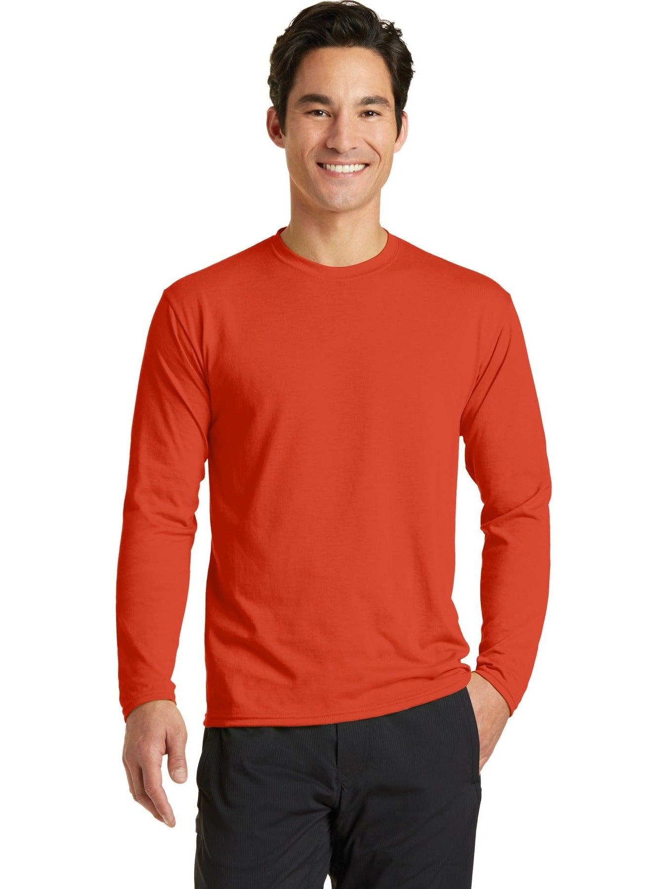 no-logo Port & Company Long Sleeve Performance Blend Tee-Regular-Port & Company-Thread Logic
