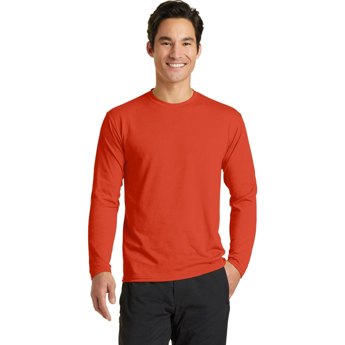 no-logo Port & Company Long Sleeve Performance Blend Tee-Regular-Port & Company-Thread Logic